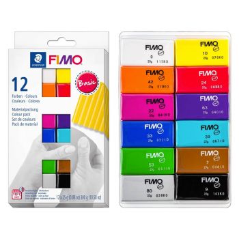 Staedtler Fimo Soft Polymer Clay - Basic Colors, Set of 12