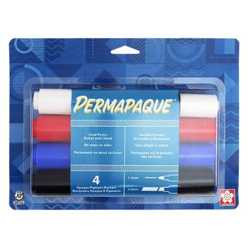 Sakura Permapaque Dual Point Paint Marker Pack of 4 - Basic Colors