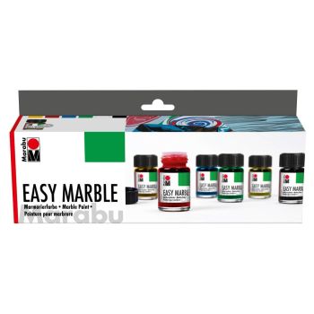 Marabu Easy Marble Starter Paint Set of 6 Assorted Colors, 15ml