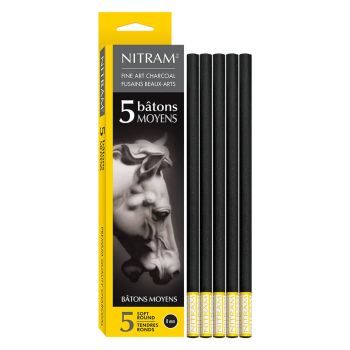 Nitram Soft Batons Moyens Charcoal Pack of 5 - 8mm