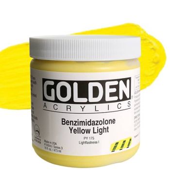 GOLDEN Heavy Body Acrylics - Benzimidazolone Yellow Light, 16oz Jar