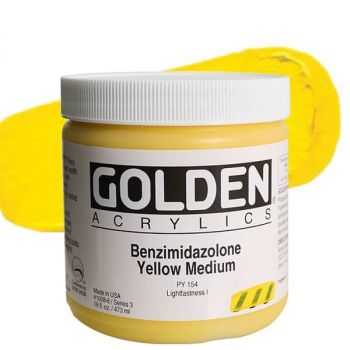 GOLDEN Heavy Body Acrylics - Benzimidazolone Yellow Medium, 16oz Jar