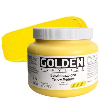 GOLDEN Heavy Body Acrylics - Benzimidazolone Yellow Medium, 32oz Jar