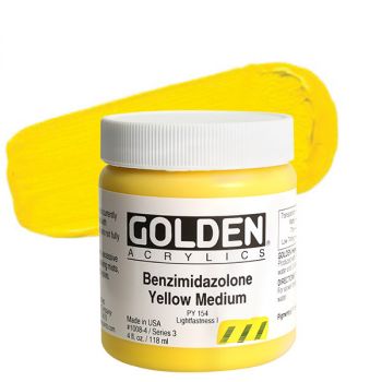 GOLDEN Heavy Body Acrylics - Benzimidazolone Yellow Medium, 4oz Jar