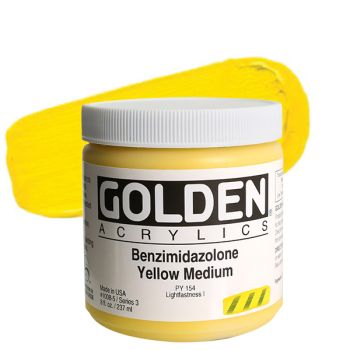 GOLDEN Heavy Body Acrylics - Benzimidazolone Yellow Medium, 8oz Jar