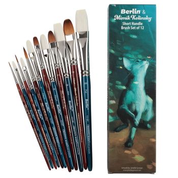 Berlin & Mimik Kolinsky Short-Handle Mixed Brush Set of 12