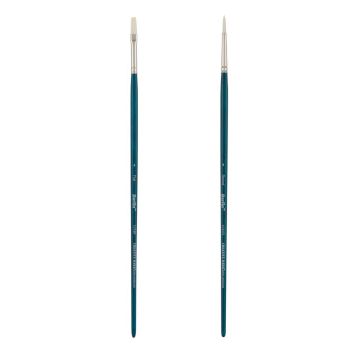 Berlin Synthetic Long Handle Acrylic Brush Test Pack of 2, Size #4 (Round & Flat)