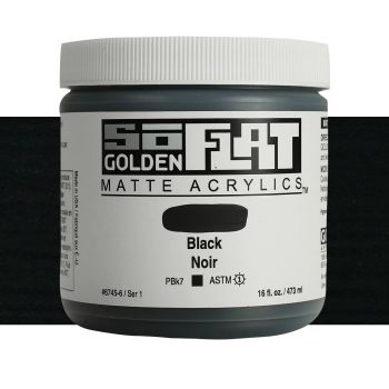 GOLDEN SoFlat Matte Acrylic - Black, 16oz Jar