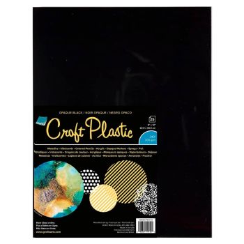 Grafix .010 Craft Plastic Film Opaque Black 9x12 25-Pack