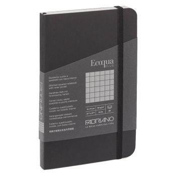 Fabriano EcoQua+ Notebook 3.5 x 5.5" Grid Stitch-Bound Black