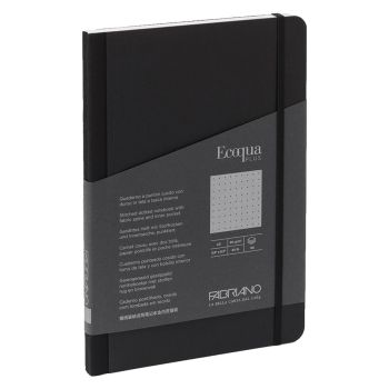 Fabriano EcoQua+ Notebook 5.8 x 8.3" Fabric Dot Grid Black
