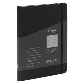 Fabriano EcoQua+ Notebook 5.8 x 8.3" Dot Grid Hidden Spiral Black
