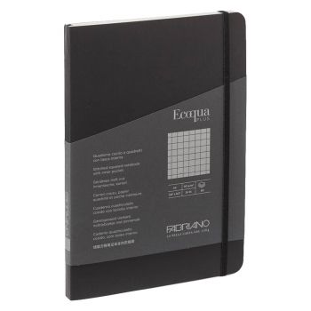 Fabriano EcoQua+ Notebook 5.8 x 8.3" Grid Stitch-Bound Black