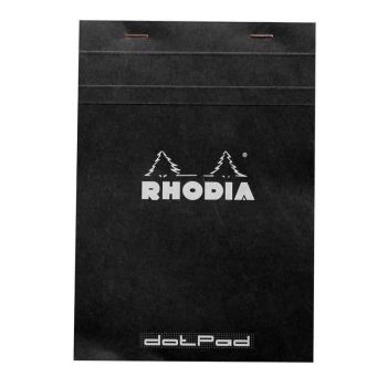 Rhodia Dot Black Notepad 6 x 8 1/4 in Top Staple 80-Sheet