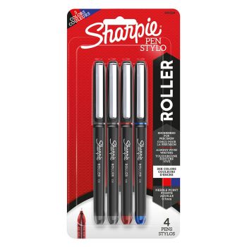 Sharpie Rollerball Pen 0.5mm 4pk Black/Red/Blue