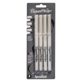 Speedball Elegant Writer Pen Set of 4 - Black
