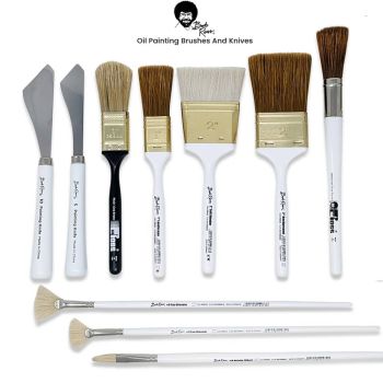 Bob Ross Landscape Series Natural Bristle Paint Brushes for Oil Painting 