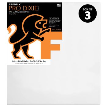 Fredrix Dixie PRO Series Stretched Canvas 1-3/8" Box of Three 24x24"