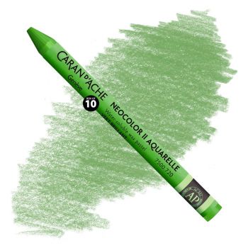 Caran d'Ache Neocolor II Water-Soluble Wax Pastels - Bright Green, No. 720 (Box of 10)