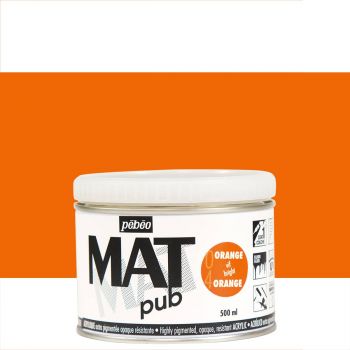 Pebeo Acrylic Mat Pub 500ml - Bright Orange