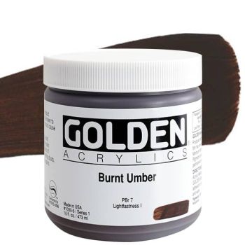 GOLDEN Heavy Body Acrylics - Burnt Umber, 16oz Jar