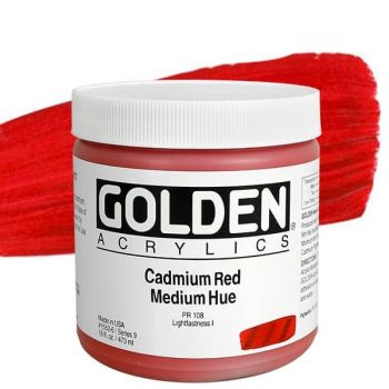 GOLDEN Heavy Body Acrylics - Cadmium Red Medium Hue, 16oz Jar