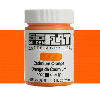 GOLDEN SoFlat Matte Acrylic - Cadmium Orange, 2oz Jar