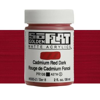 GOLDEN SoFlat Matte Acrylic - Cadmium Red Dark, 2oz Jar