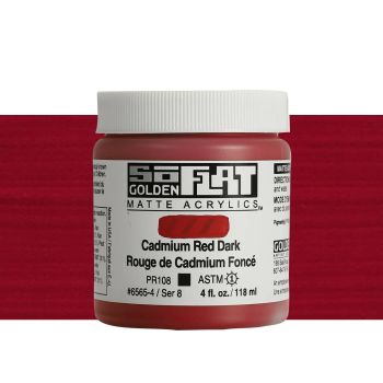 GOLDEN SoFlat Matte Acrylic - Cadmium Red Dark, 4oz Jar