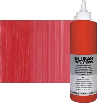 LUKAS CRYL Studio Acrylic Paint - Cadmium Red Light Hue, 500ml Bottle