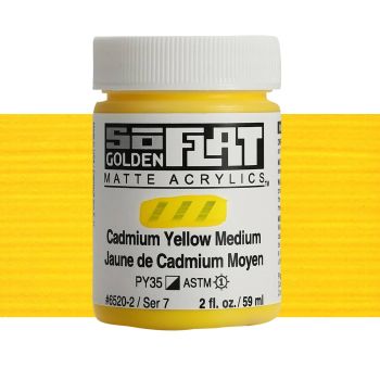GOLDEN SoFlat Matte Acrylic - Cadmium Yellow Medium, 2oz Jar