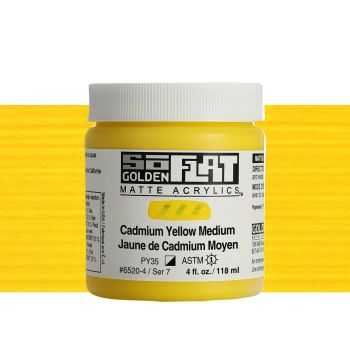 GOLDEN SoFlat Matte Acrylic - Cadmium Yellow Medium, 4oz Jar