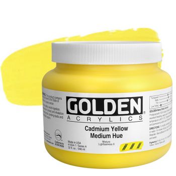 GOLDEN Heavy Body Acrylics - Cadmium Yellow Medium Hue, 32oz Jar