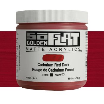 GOLDEN SoFlat Matte Acrylic - Cadmium Red Dark, 16oz Jar