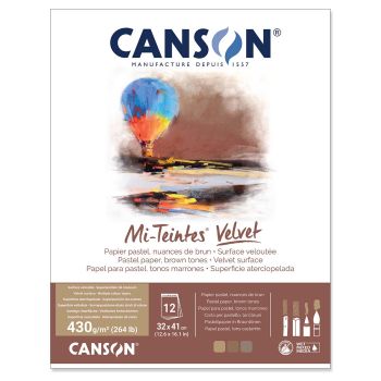 Canson Mi-Teintes Velvet Pastel Paper Pad - Brown Tones, 12.6"x16.14" (12 Sheets)