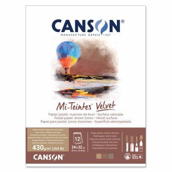 Canson Mi-Teintes Velvet Pastel Paper Pad - Brown Tones, 9.4"x12.6" (12 Sheets)