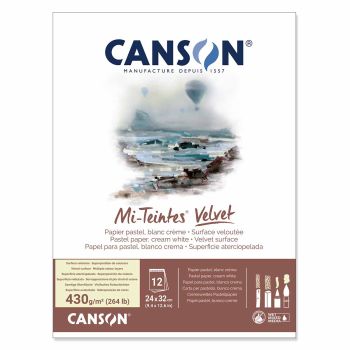 Canson Mi-Teintes Velvet Pastel Paper Pad - White, 9.4"x12.6" (12 Sheets)