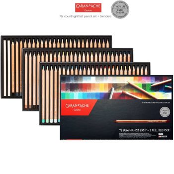 Caran d'Ache Luminance 6901 Set of 76 Colored Pencils + 2 Blender Sticks