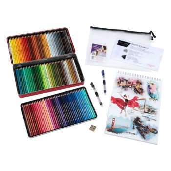 Caran d'Ache Supracolor 120ct Soft Aquarelle Pencil Bundle Set (w/ Free Items)