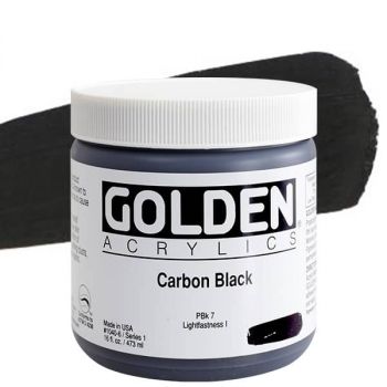 GOLDEN Heavy Body Acrylics - Carbon Black, 16oz Jar