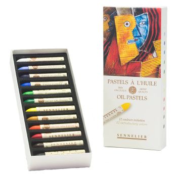 Sennelier Oil Pastels Set of 12 Assorted Colors Cardboard Box Standard Size