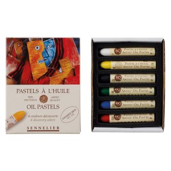 Sennelier Oil Pastels Set of 6 Assorted Colors Cardboard Box Standard Size Discovery