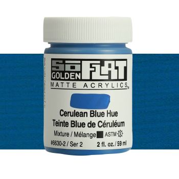 GOLDEN SoFlat Matte Acrylic - Cerulean Blue Hue, 2oz Jar
