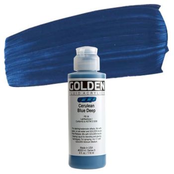GOLDEN Fluid Acrylics Cerulean Blue Deep 4 oz