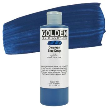 GOLDEN Fluid Acrylics Cerulean Blue Deep 8 oz