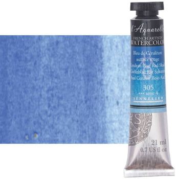 Sennelier l'Aquarelle Artists Watercolor - Cerulean Blue (Red Shade), 21ml Tube