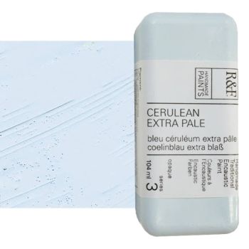 R&F Encaustic Handmade Paint 104 ml Block - Cerulean Extra Pale