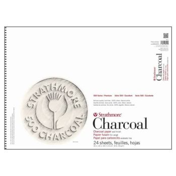 Strathmore 500 Series Charcoal Paper 24 Sheet Pad 18x24" - White