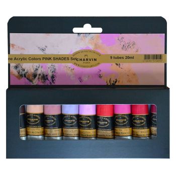 Pink Shades, Bonjour Set of 9 - 20ml  Charvin Extra-Fine Acrylic Tubes