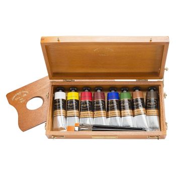 Charvin Extra Fine Artists Acrylic Wood Box Assorted Colors 60ml (Set of 8)